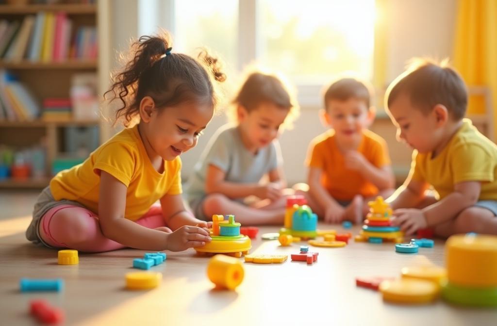 Children playing with educational toys